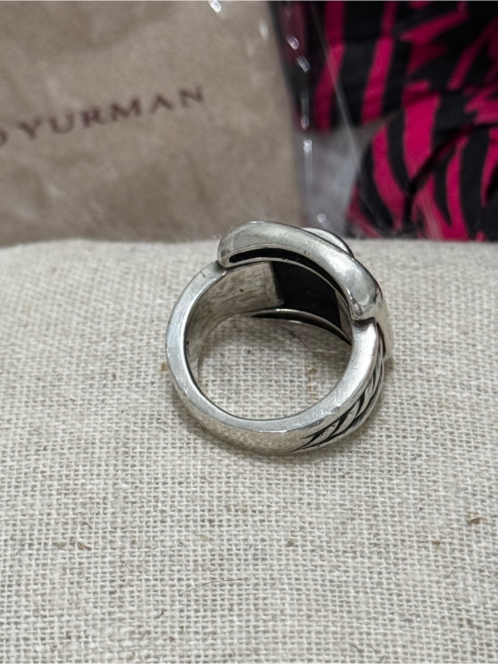 David Yurman .925 Diamond Square Buckle Cable Ring Size 5.5 - Picture 9 of 9